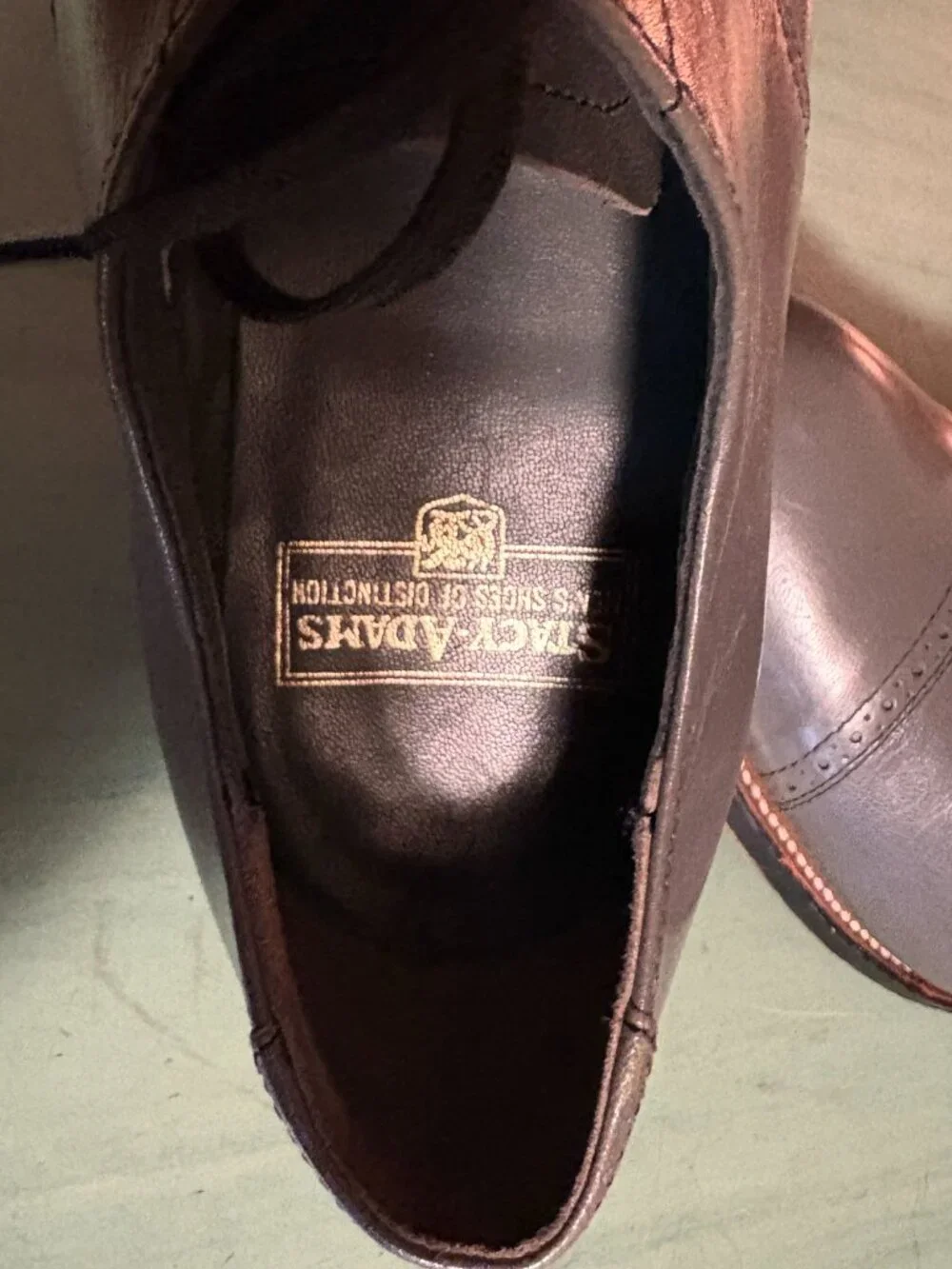 Vintage Mens Stacy Adams Gray Cap Toe Dress Shoes Size 10 E Wide